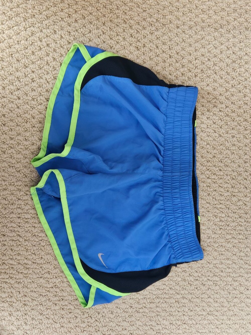 Nike Dri-Fit Blue/Lime Green/Black Athletic Running Shorts Size S